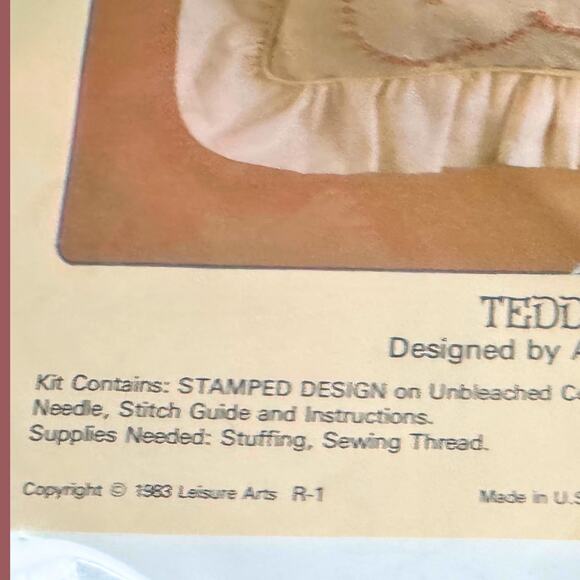Vintage Candlewicking Teddy Bear Kit • Leisure Arts 871 • Complete Craft Set - Picture 7 of 7